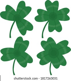 Green shamrock clover vector illustration. Flat decorative element. St Patrick day symbol.