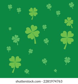 Green shamrock four leaf clover green background seamless pattern green clover, abstract green leaf background for your design, vector art illustration