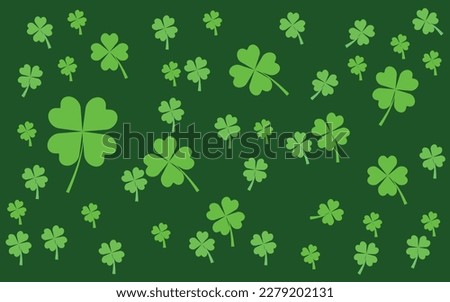 Green shamrock four leaf clover green background seamless pattern green clover, abstract green leaf background for your design, vector art illustration