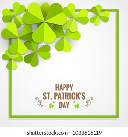 Green shamrock frame paper for St. Patrick's Day card