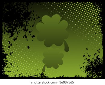 green shamrock with grunge backdrop