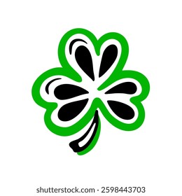 Green Shamrock. Hand drawn doodle of Symbol of St. Patrick's Day. Vector illustration.