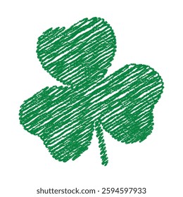 Green shamrock. Hand drawn emerald clover