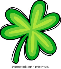 Green shamrock hand-draw style. St. Patrick day Irish symbol, icon design. Vector illustration