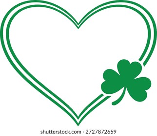 Green Shamrock Heart St Patrick Day Icon