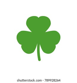 Green Shamrock illustration isolated on white. Clover three leaf flower. St Patrick day vector. Irish symbol.