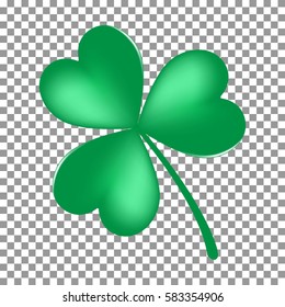 Green Shamrock leaf icon isolated. St Patrick day symbol. Clover vector logo illustration.