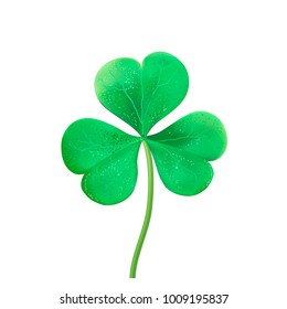 Green Shamrock leaf isolated. St Patrick day symbol. Clover vector logo.