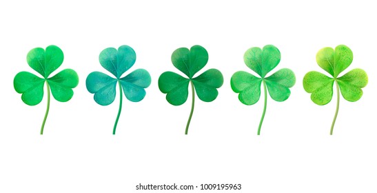 Green Shamrock leaf isolated. St Patrick day symbol. Clover vector logo.