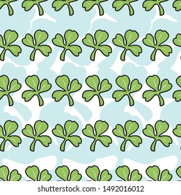 Green Shamrock Leaf seamless pattern