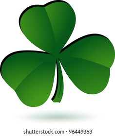 Green Shamrock Leaf Symbol Isolated on white. Vector