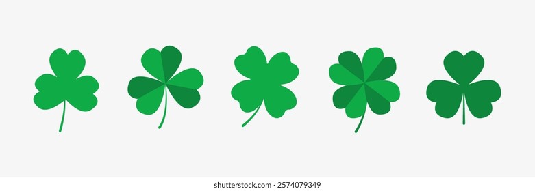 Green shamrock leafs. Set of clover plant leafs illustrtion