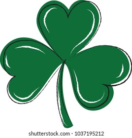 Green Shamrock leave icon on white background, Leaf clover in hand drawn style, Vector illustration. Happy St. Patrick's Day Greeting Card 