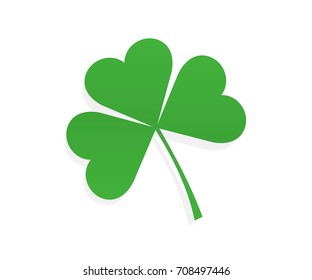 Green Shamrock leave icon set. Paper green shamrock on white background