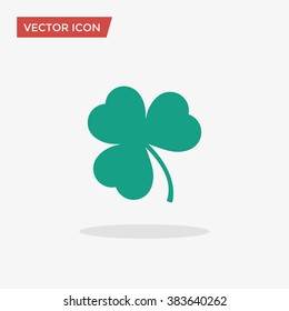 Green Shamrock leave icon in trendy flat style isolated on grey background. Happy patricks symbol for your web design, logo, app, UI. Vector illustration, EPS10.