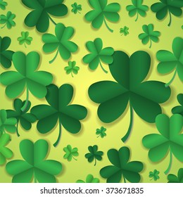Green shamrock leaves. St. Patrick's day background. Clipping mask for easy image editing. Vector illustration.