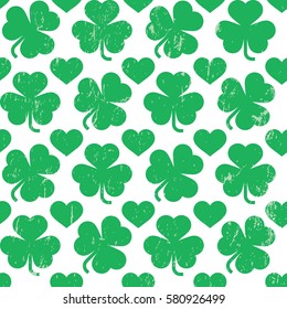Green shamrock seamless pattern. Saint Patrick's Day.