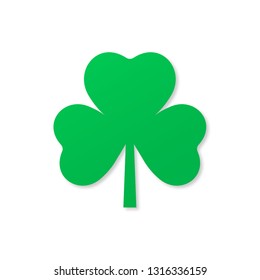 Green shamrock symbol of the feast of St. Patrick and Ireland isolated on white background.