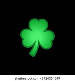 Green Shamrock Symbol with Gradient on Black Background. Vector Illustration.