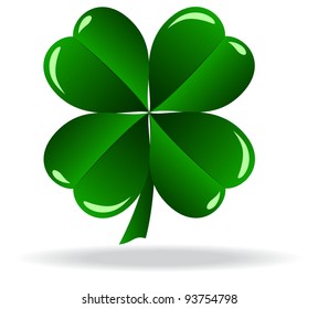 green shamrock as a symbol of St. Patrick's Day Isolated on white background