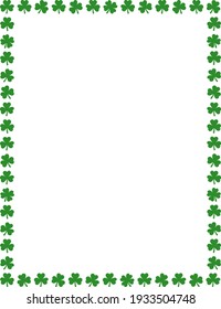 Green Shamrock Vector Border for Letter Size Paper - Three and Four Leaf Clovers are Included - Great for St. Patricks Day