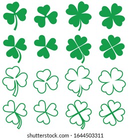 Green Shamrock Vector Illustration Set