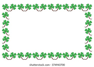 Green shamrocks bordering white page.