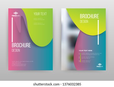 Green shape and blue gradient business annual report brochure flyer design. Multipurpose abstract brochure template, include cover and back pages. Geometric flyer leaflet vector design. Vertical A4