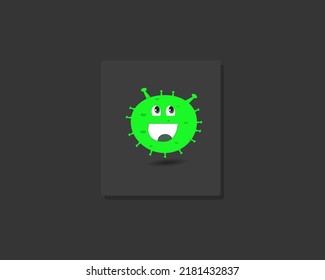 green shape of the virus on a black background