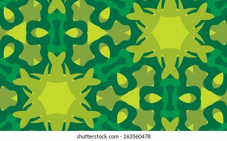Green shapes in seamless snowflake pattern