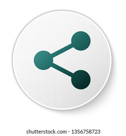 Green Share icon isolated on white background. Share, sharing, communication pictogram, social media, connection, network, distribute sign. White circle button. Vector Illustration