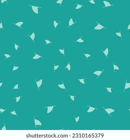 Green Shark fin in ocean wave icon isolated seamless pattern on green background.  Vector