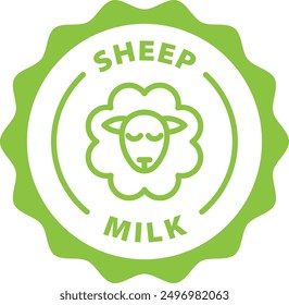 green sheep milk outline icon round rounded circle badge stamp label isolated on transparent background