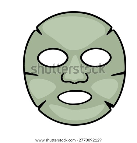 Green Sheet Mask Vector Illustration for Skincare and Beauty