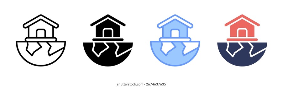 Conjunto de iconos de refugio verde Colección de estilo múltiple