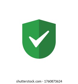 Green shield with check mark icon design vector