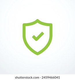 Icono de marca de verificación de escudo verde. Ilustración vectorial