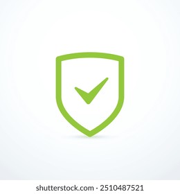 Icono de marca de verificación de escudo verde. Ilustración vectorial