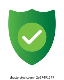 Green Shield and Check Mark Icon Vector Logo Template. symbol for web site Computer and mobile vector. Tick mark approved icon vector on white background. 