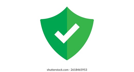 Green Shield with Check Mark Icon – Secure Verified Protection Symbol Design