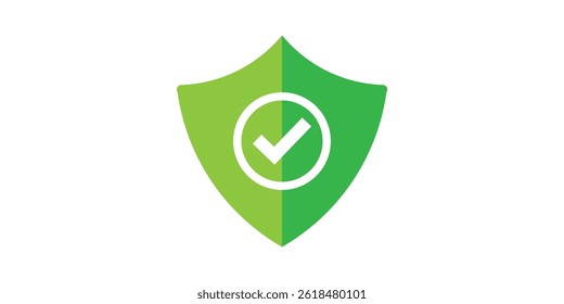 Green Shield with Check Mark Icon – Secure Verified Protection Symbol Design
