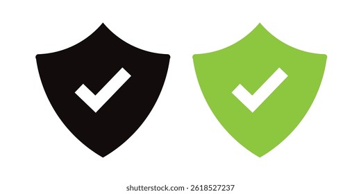 Green Shield with Check Mark Icon – Secure Verified Protection Symbol Design
