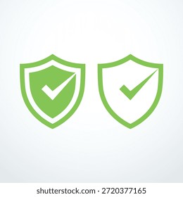 Conjunto de iconos de marca de verificación de escudo verde. Ilustración vectorial