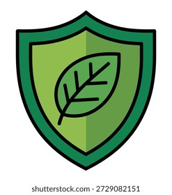 Escudo verde emblema com uma folha estilizada dentro simbolizando proteção e natural ecofriendly conceitos de conservação ambiental