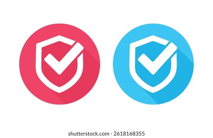 Green shield icon with check mark assurance and security. Tick shield security vector icon.
