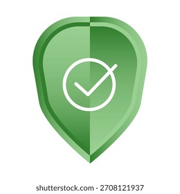 Icono de escudo verde. Símbolo de marca de verificación. Señal de verificación de seguridad. Vector de insignia aprobado.