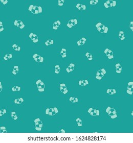 Green Shield icon isolated seamless pattern on green background. Guard sign. Security, safety, protection, privacy concept.  Vector Illustration