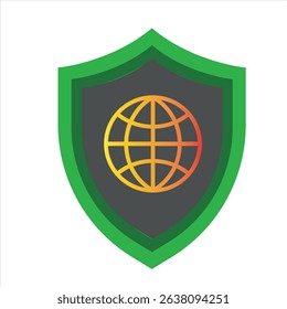 Green shield icon office vector illustration