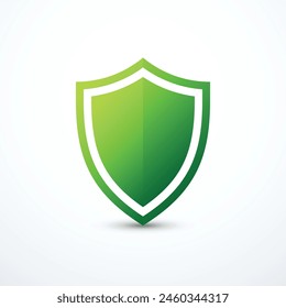 Green shield icon. Vector illustration