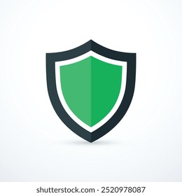 Green shield icon. Vector illustration